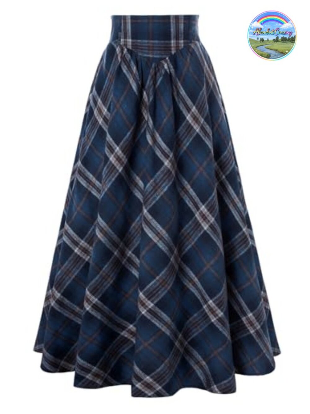 Plaid Maxi Skirt High Waist A-Line Renaissance Victorian Style